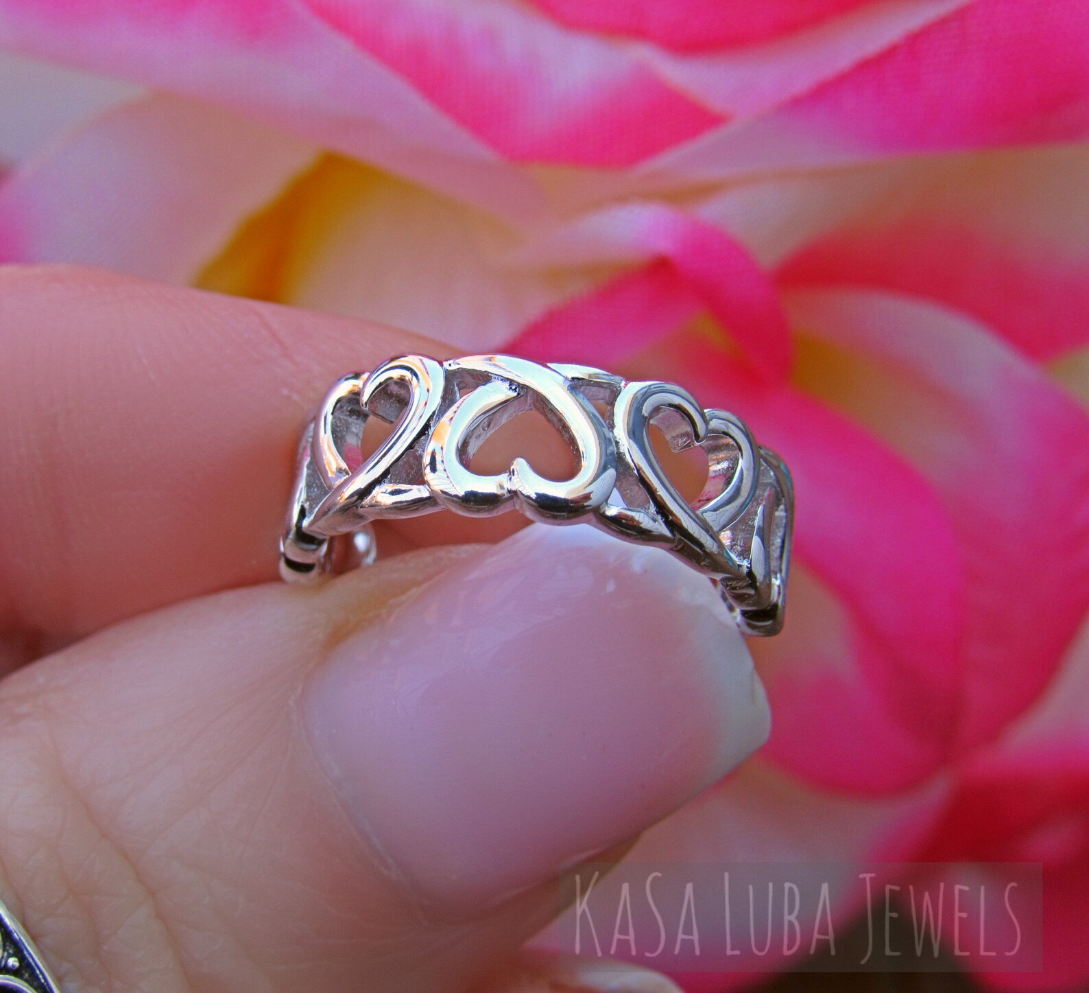 Hearts Love Silver Ring Open Heart Ring Heart Stackable Etsy