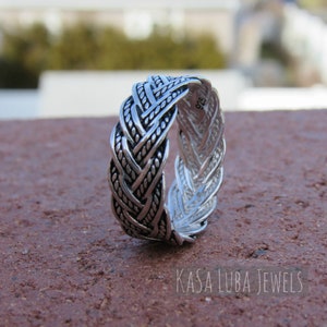 Men or Womens Cool Weave woven Design eternity band 6-13 SOLID sterling stamped 925 silver 6 7 8 9 10 11 12 13