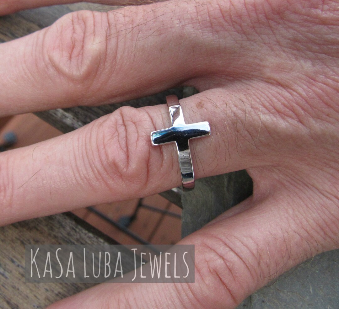 Cross Ring Christian Cross Silver Ring Religious Ring Etsy