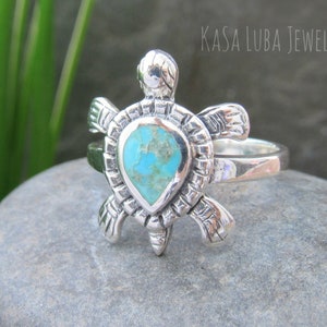 Turquoise turtle silver ring - Womens Lab ring - Turtle ring - Simulated Turquoise - silver ring - cute ring - turtle lover