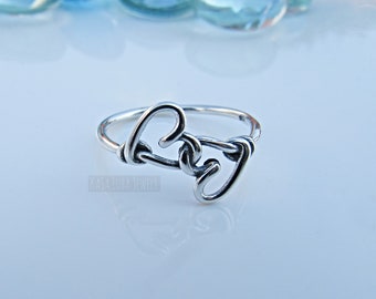 Heart promise Sterling silver ring, knot, love, cute, simple ring - sweet ring