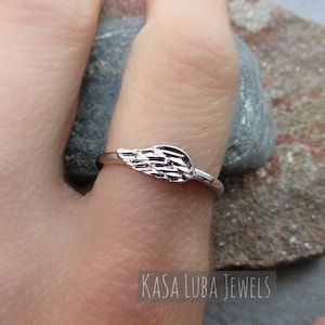 Wing Sterling silver ring - fallen angel - in memory of - cute ring - simple ring