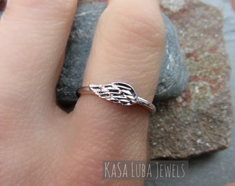 Sterling Silver Wing Ring: Angel Memorial Jewelry