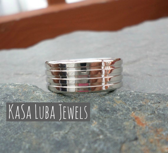 9mm Stainless Steel Groove Wedding Band - High Polish - Etsy