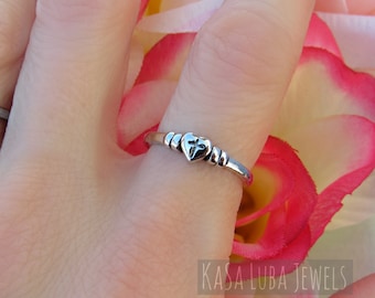 Sterling Silver Heart Cross Ring: Faith Promise Ring