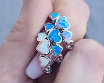 Heart Lab Opal Ring: Celtic 925 Sterling Silver Promise Ring