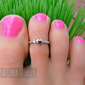 Heart love toe ring - solid silver - toering - gifts for her - vacation jewelry - stamped 925