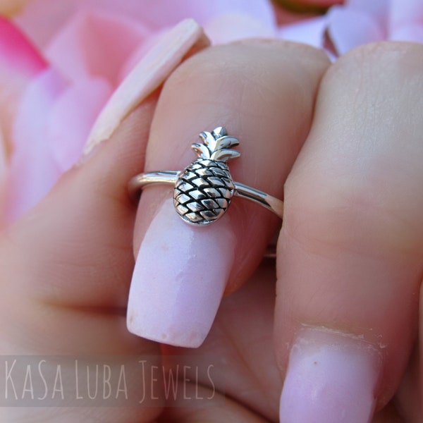 Sterling Silver Pineapple Ring - Tarnish free - cute ring- vacation jewelry - sweet ring