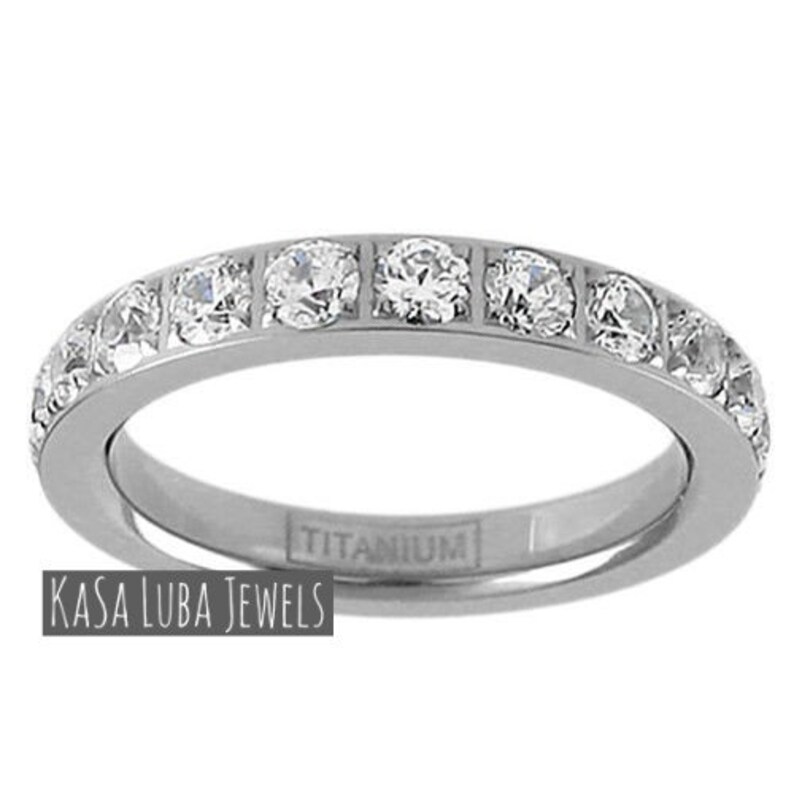 CZ Titanium Eternity Band Cz Diamond Wedding Band 1.7 Carat Etsy