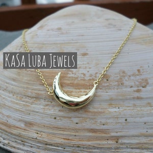 Half Crescent moon necklace - 14k Gold plated - SOLID sterling stamped 925 silver