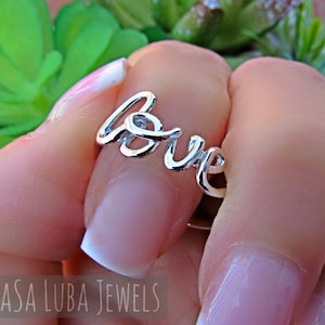 Silver Script Love ring - Love ring - womens silver ring - promise ring - anniversary ring