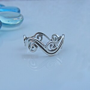 Silver wave ring Sterling Womens ring, vacation ocean, 925 silver surfer image 5