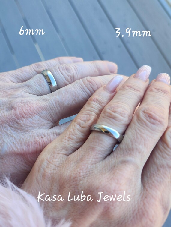 Fashion Month Stainless Steel Silver Blue Ring - 6mm Matte Finish Band For Men & Women, Size 8, Wedding Engagement Style