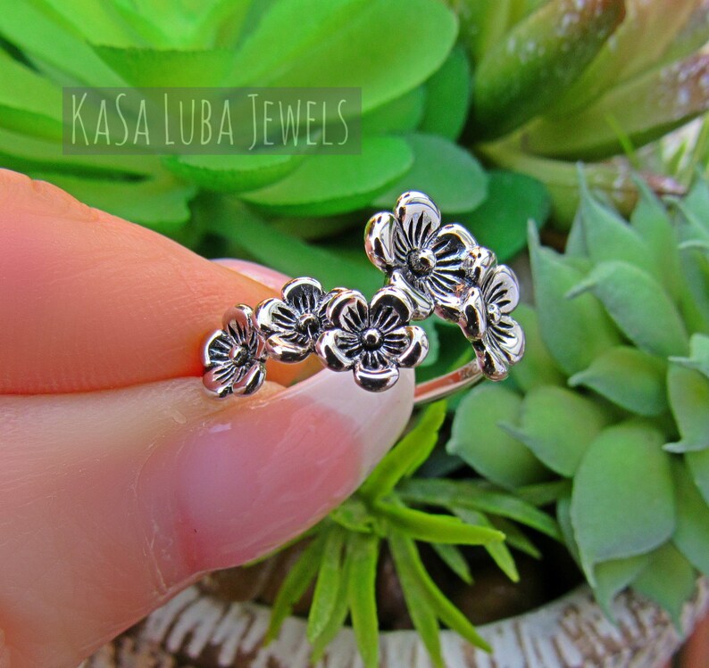 Sterling Silver Flower Ring Floral Ring Unique Ring Etsy