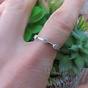 Silver cz ring, stackable ring, anniversary band, silver ring