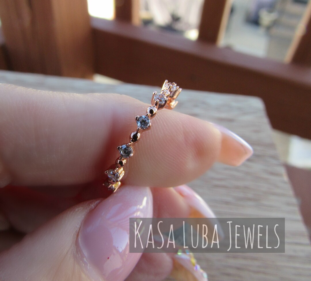 Cubic Zirconia Eternity Ring: Rose Gold Plated Sterling Silver Band - Etsy