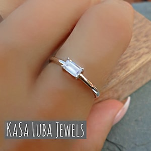 Dainty baguette silver ring - simple ring - cute ring - sweet ring - 925 silver