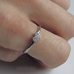 Heart CZ sterling silver ring, Heart ring, promise ring, commitment - sweet - womens