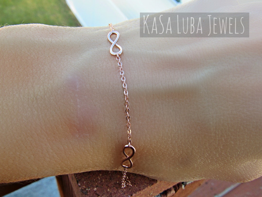 Rose Gold Plated Infinity Bracelet Promise Jewelry Dainty Etsy
