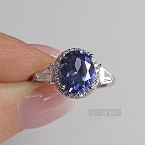 Tanzanite Sterling silver ring - CZ Tanzanite ring - Bold - Womens statement ring - 925 sterling silver - solid sterling silver