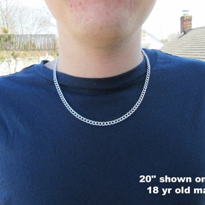 Silver Curb Necklace, curb necklaces, Tarnish resistant 20&quot; inch