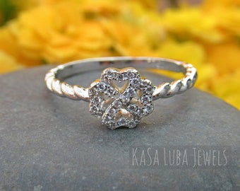Clover CZ Sterling Silver Ring - Shamrock Promise Ring