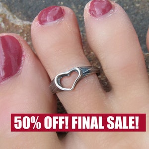Open Floating Heart toe ring, Heart toe ring, Love toe ring, silver toe ring