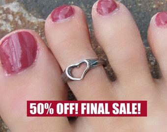 Open Floating Heart toe ring, Heart toe ring, Love toe ring, silver toe ring