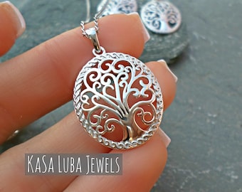 Silver tree of life pendant, Tree of life jewelry, silver pendant