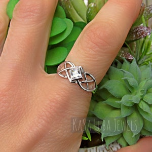 Sterling silver CZ celtic ring - womens ring - gifts for her - unique ring - sweet ring - 925 silver