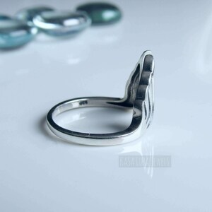 Anillo de alas de plata de ley oxidada - Joyería de ángel ajustable imagen 8