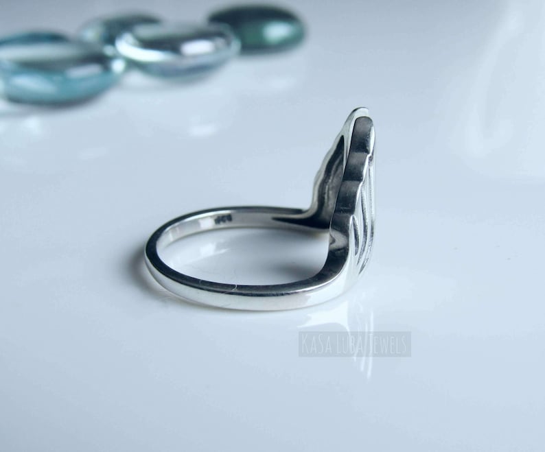 Anillo de alas de plata de ley oxidada - Joyería de ángel ajustable imagen 8