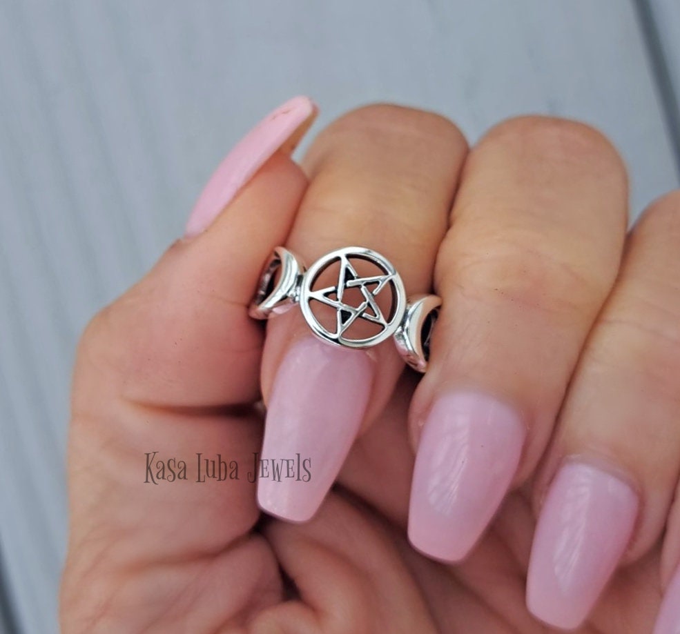 Silver Pentagram Ring - Celtic Star Ring - Silver Star Ring - Celtic Ring - Dainty Silver Ring - Gift for Her]