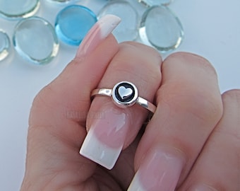 Oxidized Sterling Silver Heart Ring: Stackable Sweet Ring