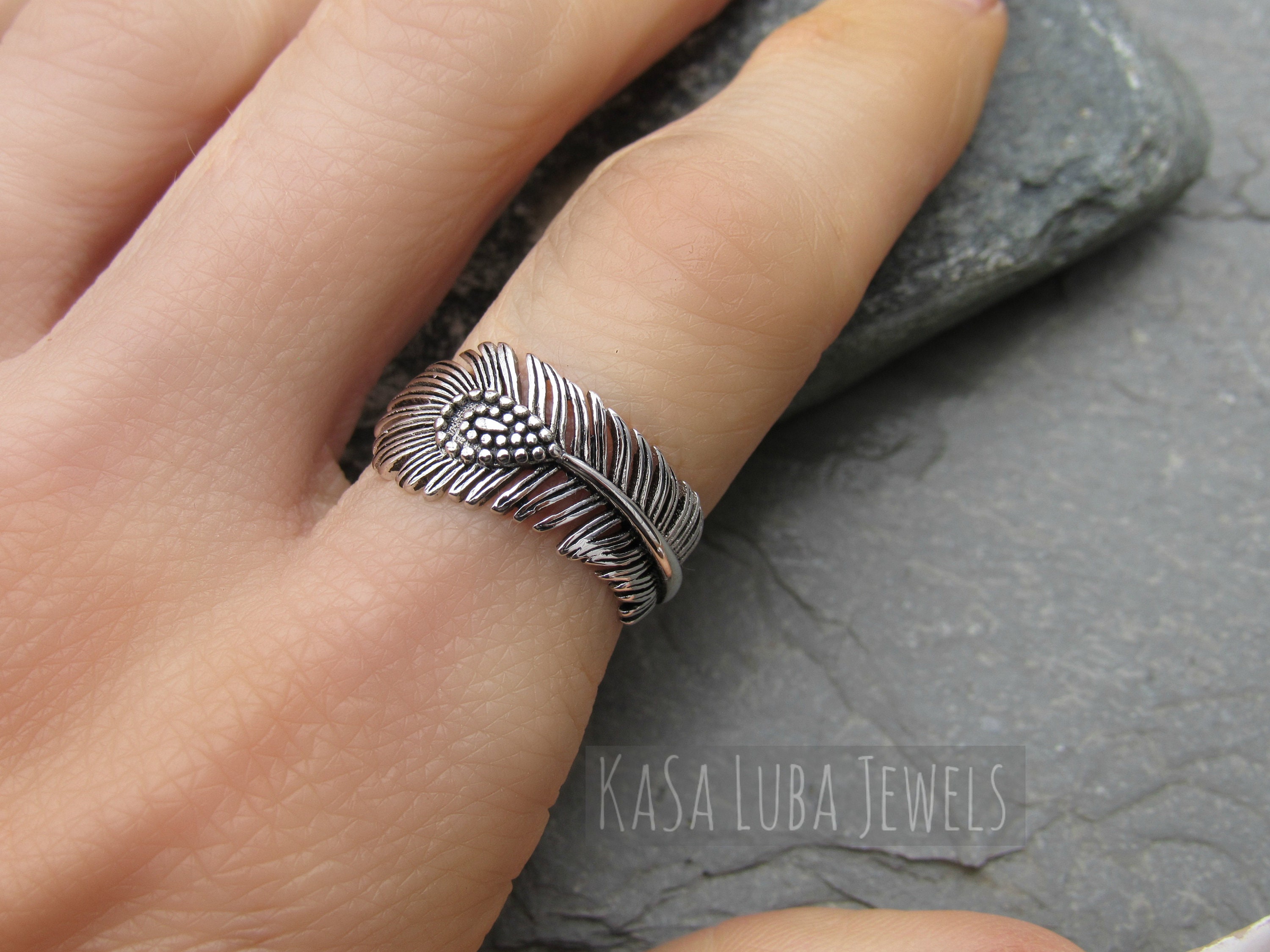 Peacock Feather Silver Ring Peacock Ring Feather Ring Etsy Canada
