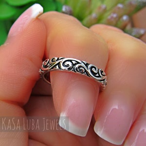 Celtic Floral silver ring - flower band - womens promise ring - wedding ring - floral band