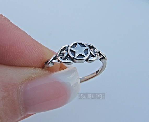 Anillo de plata esterlina estrella plata esterlina solida mujer joyeria mistica magica estrella de 5 puntas tamanos 3.5 9.5 Etsy Espana