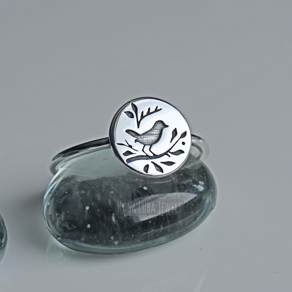 SongBird Sterling silver ring, womens - song bird rings, jewelry, stamped 925, unique rings