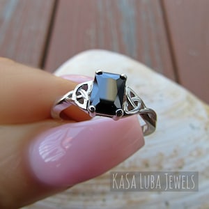 Black CZ silver ring, womens ring, statement ring, bold ring - 925 silver