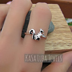 Squirrel Sterling silver ring - simple ring - cute ring, little squirrel - sweet ring - stamped 925