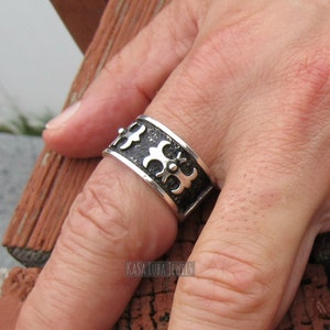 Sterling silver Mens Cross ring, Christian Cross Silver Ring, Thumb ring, band - Religious Ring - Silver Christian Ring - Faith Ring