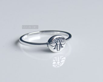 Oxidized Sterling Silver Honeybee Ring - Bee Lover Gift
