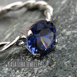 Tanzanite silver ring, CZ tanzanite, solitaire rings