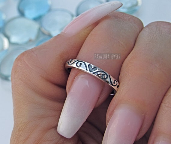 Heart Stackable Silver Ring Sweet Promise Ring Cute Simple 