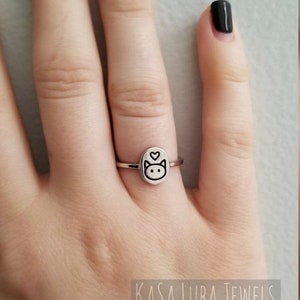 Dainty Cat silver ring - womens cat ring - silver ring - in memory of - cat lover jewelry - stamped 925