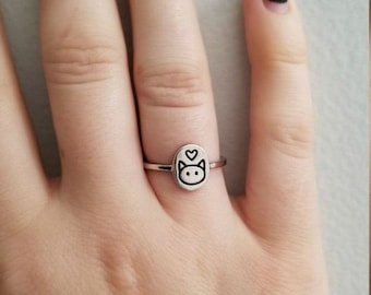 Dainty Cat silver ring - womens cat ring - silver ring - in memory of - cat lover jewelry - stamped 925