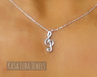 Sterling Silver Music Note Necklace: 925 Stamped, Tarnish Free