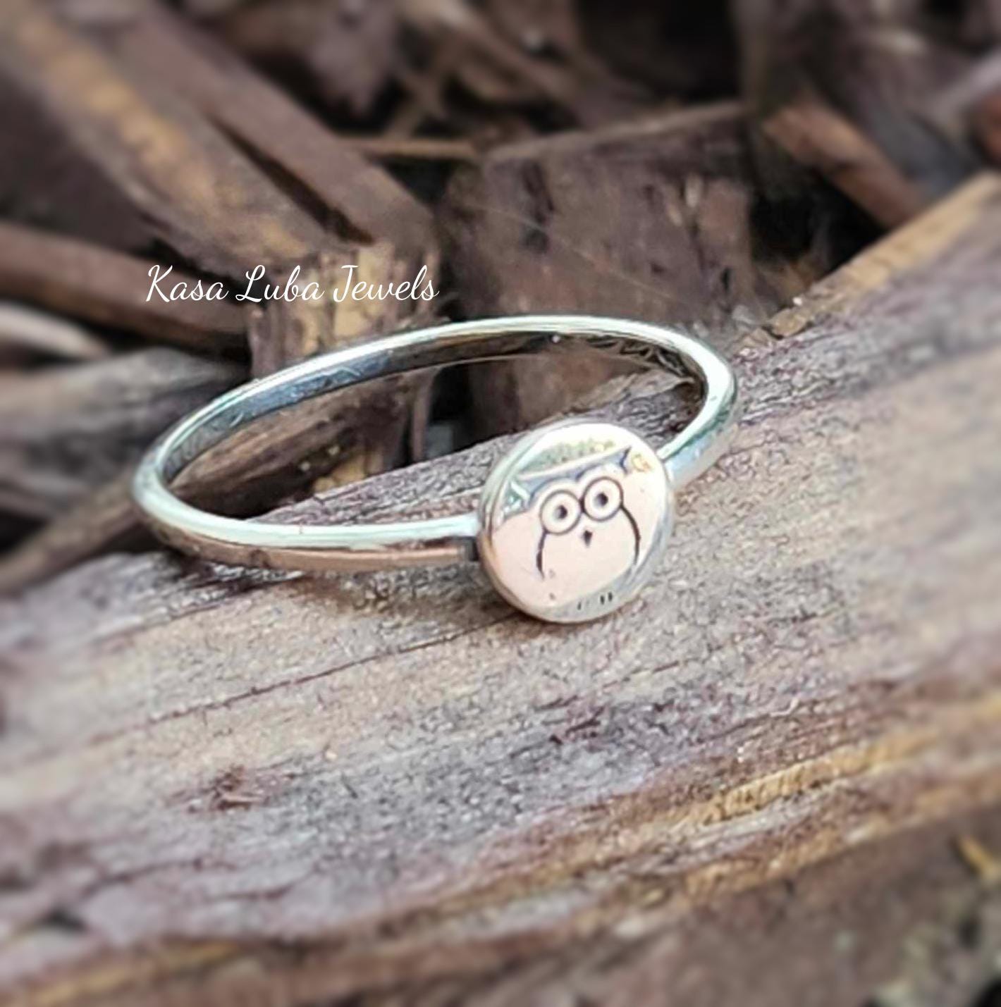 Oxidized Sterling Silver Owl Ring: Celtic Jewelry