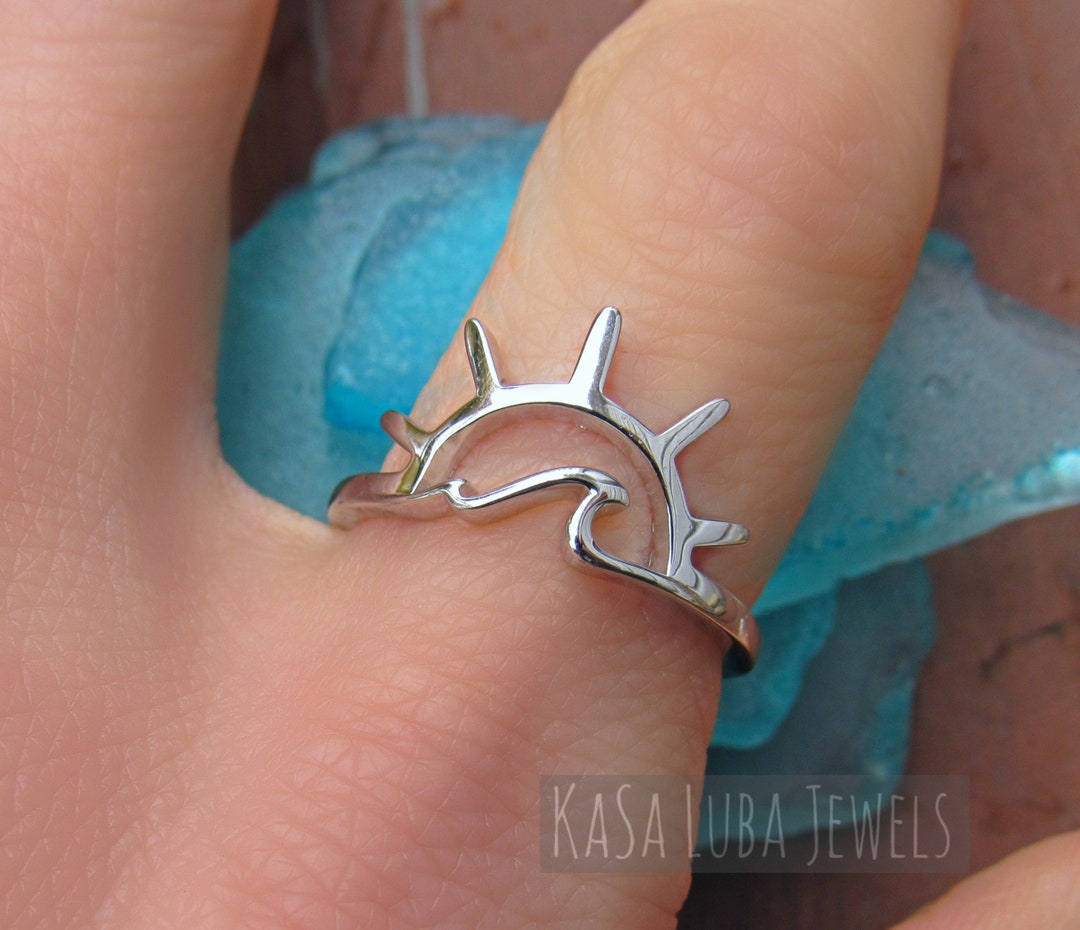 Wave Sun Silver Ring - Sterling Silver - 925 - Beach Lover - Etsy