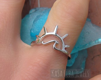 Wave sun Silver ring - Sterling silver - 925 - beach lover